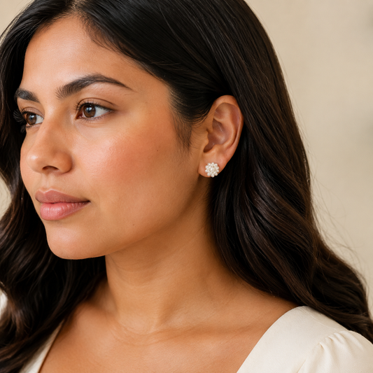 Freshwater Pearl Cluster Stud Earrings