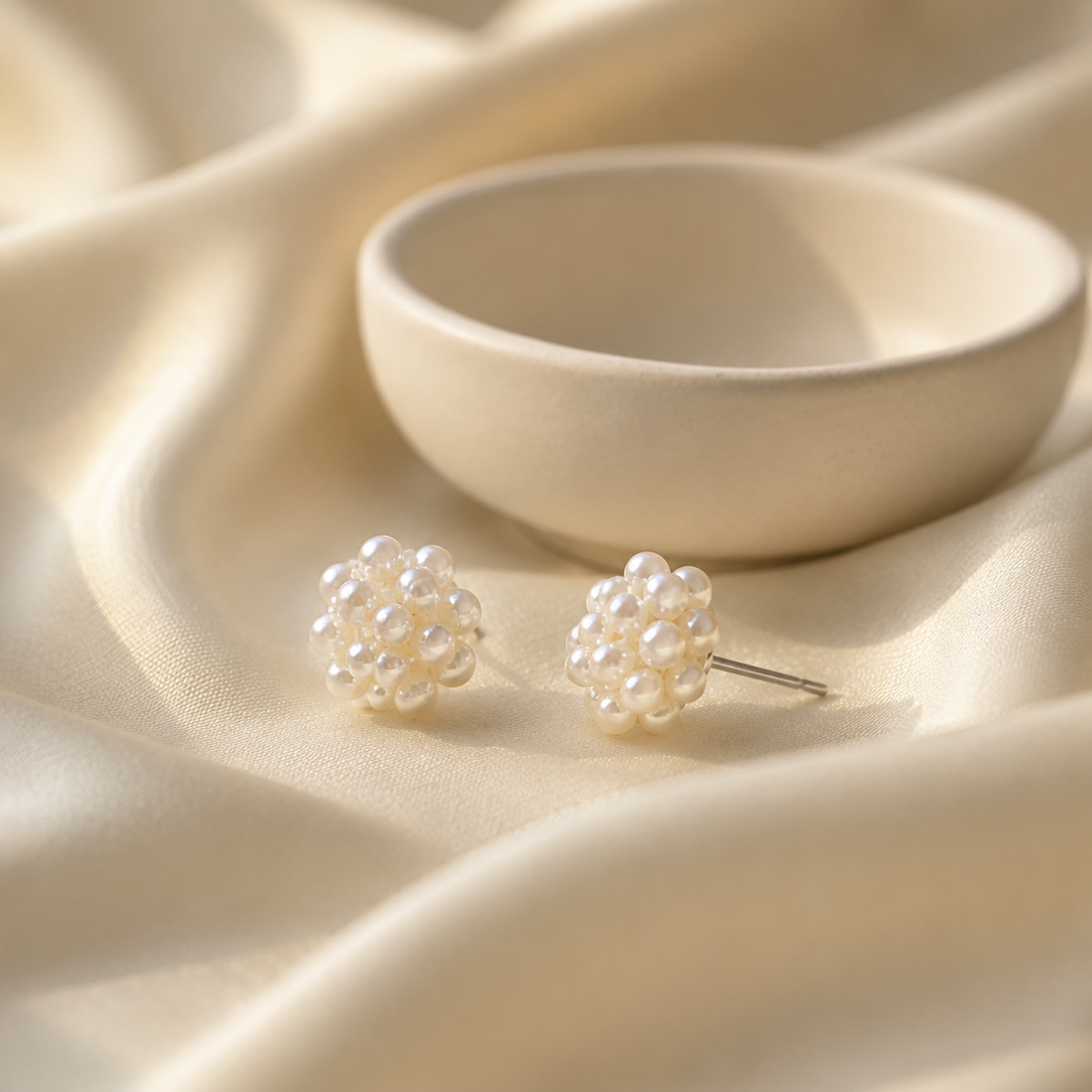 Freshwater Pearl Cluster Stud Earrings