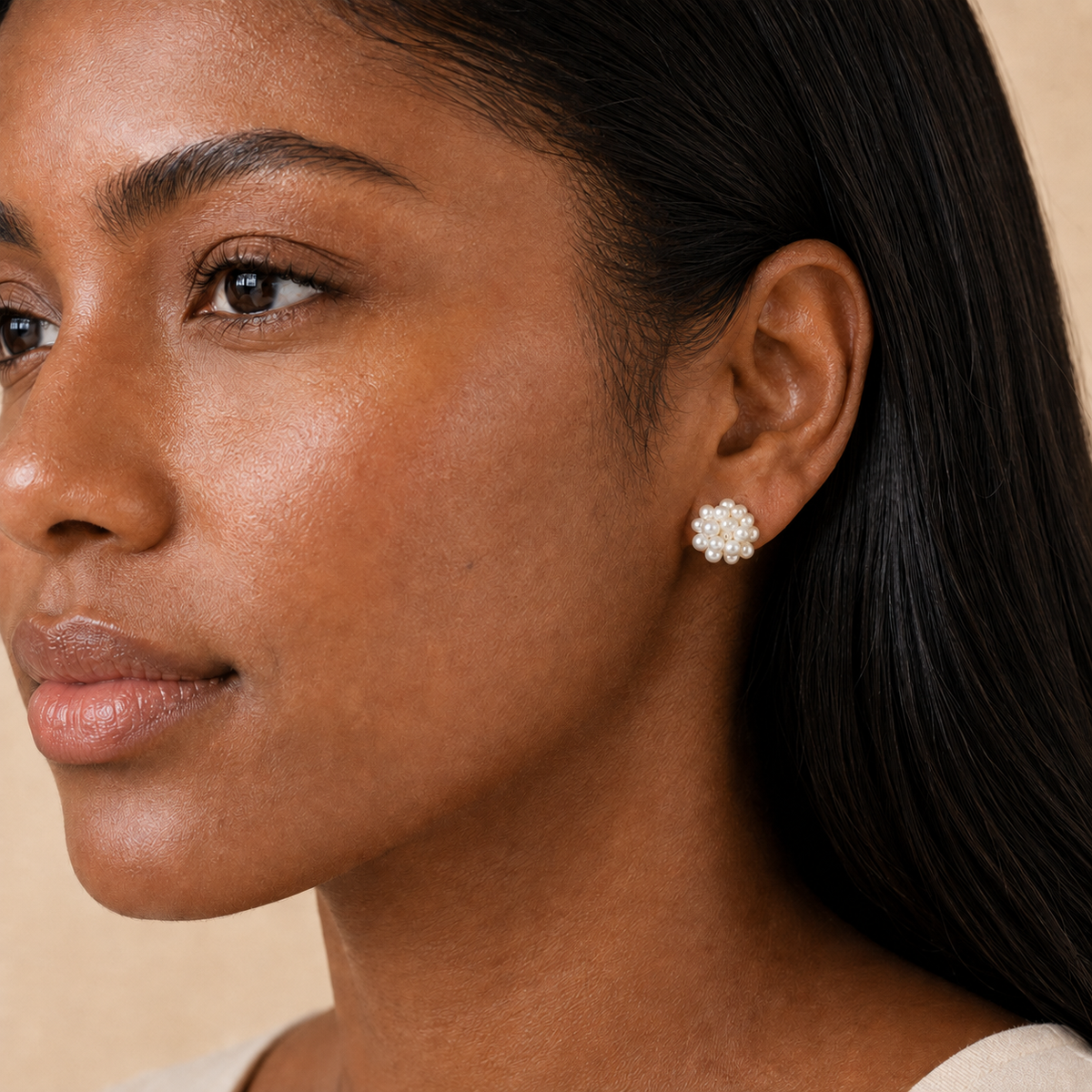 Freshwater Pearl Cluster Stud Earrings