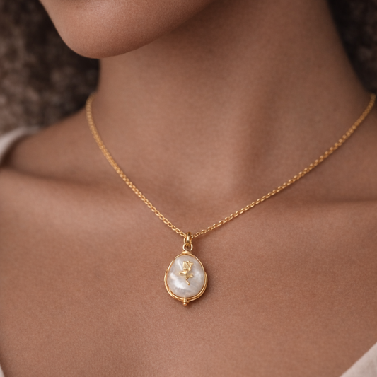 Baroque Freshwater Pearl Necklace with Rose Detail