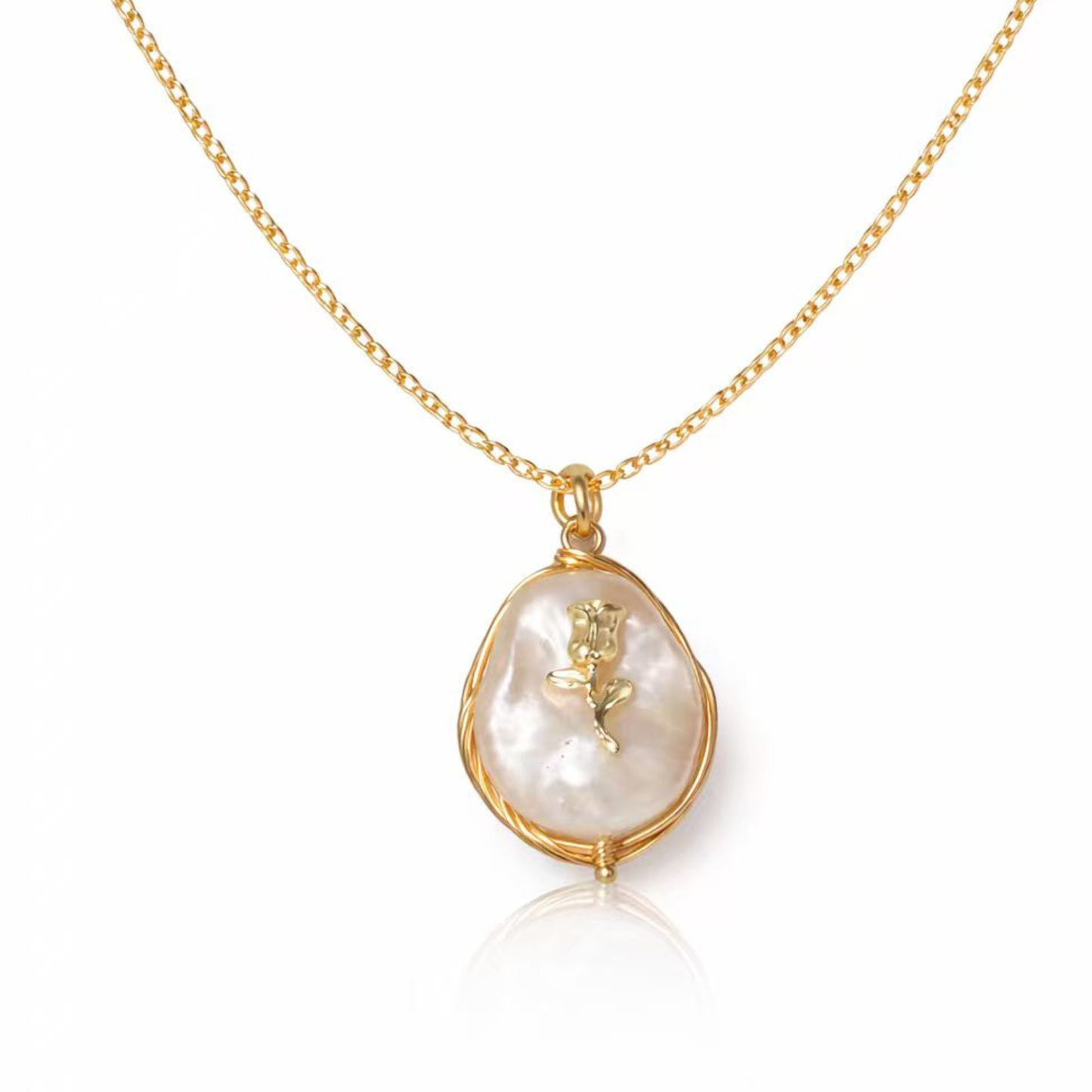 Baroque Freshwater Pearl Necklace with Rose Detail