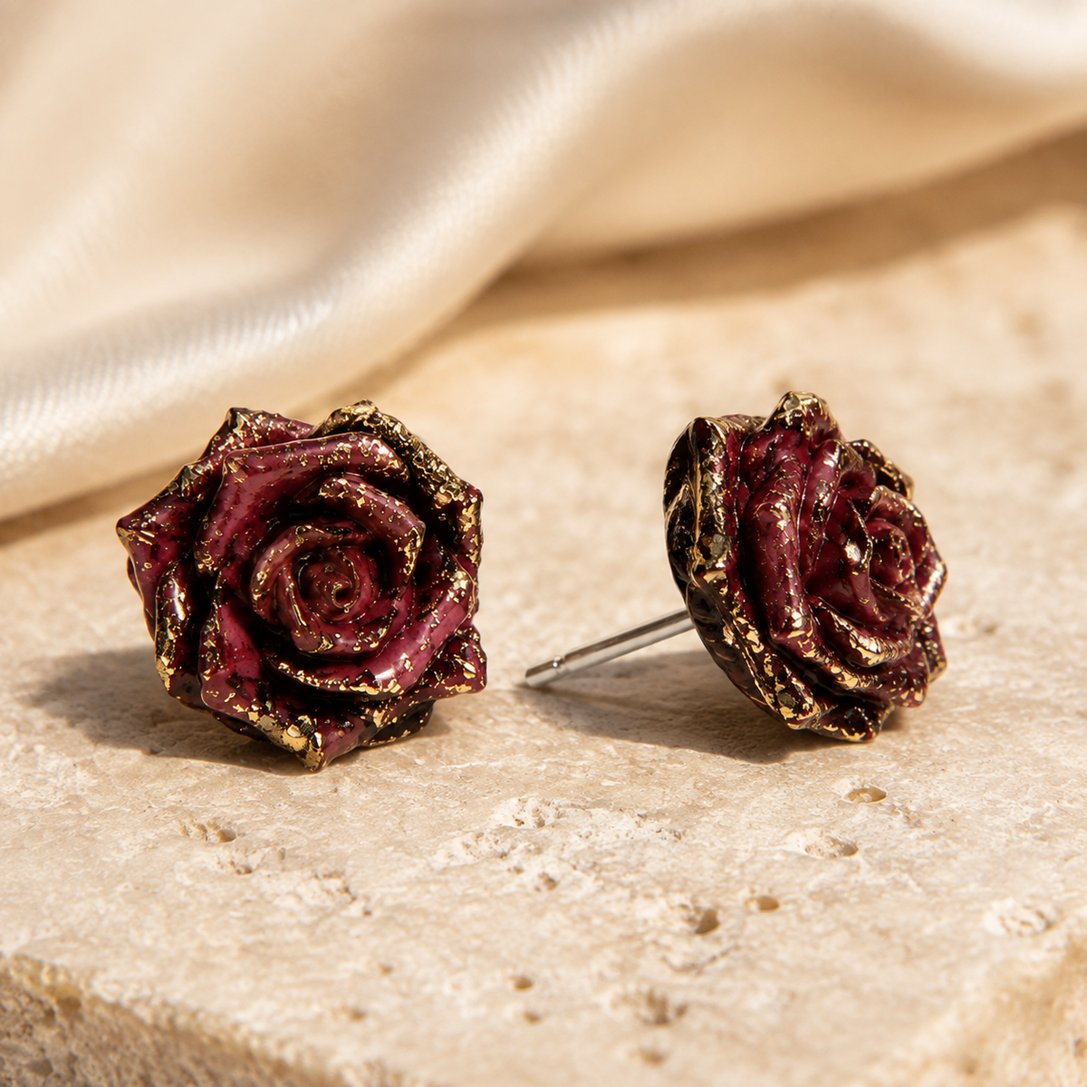 Vintage Rose Stud Earrings
