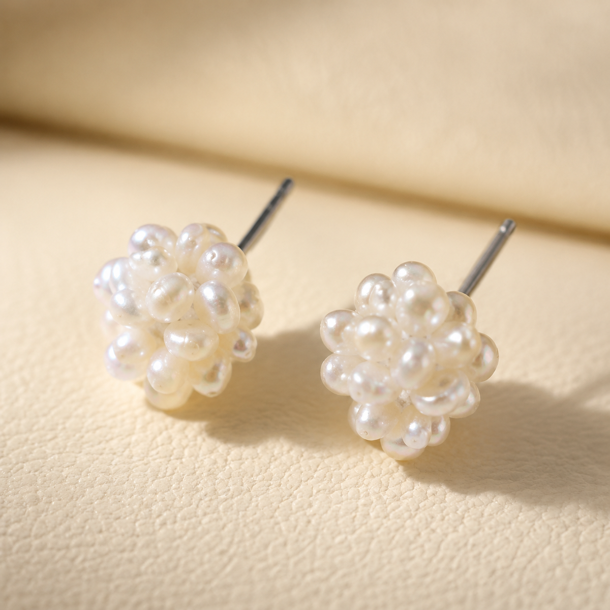Freshwater Pearl Cluster Stud Earrings
