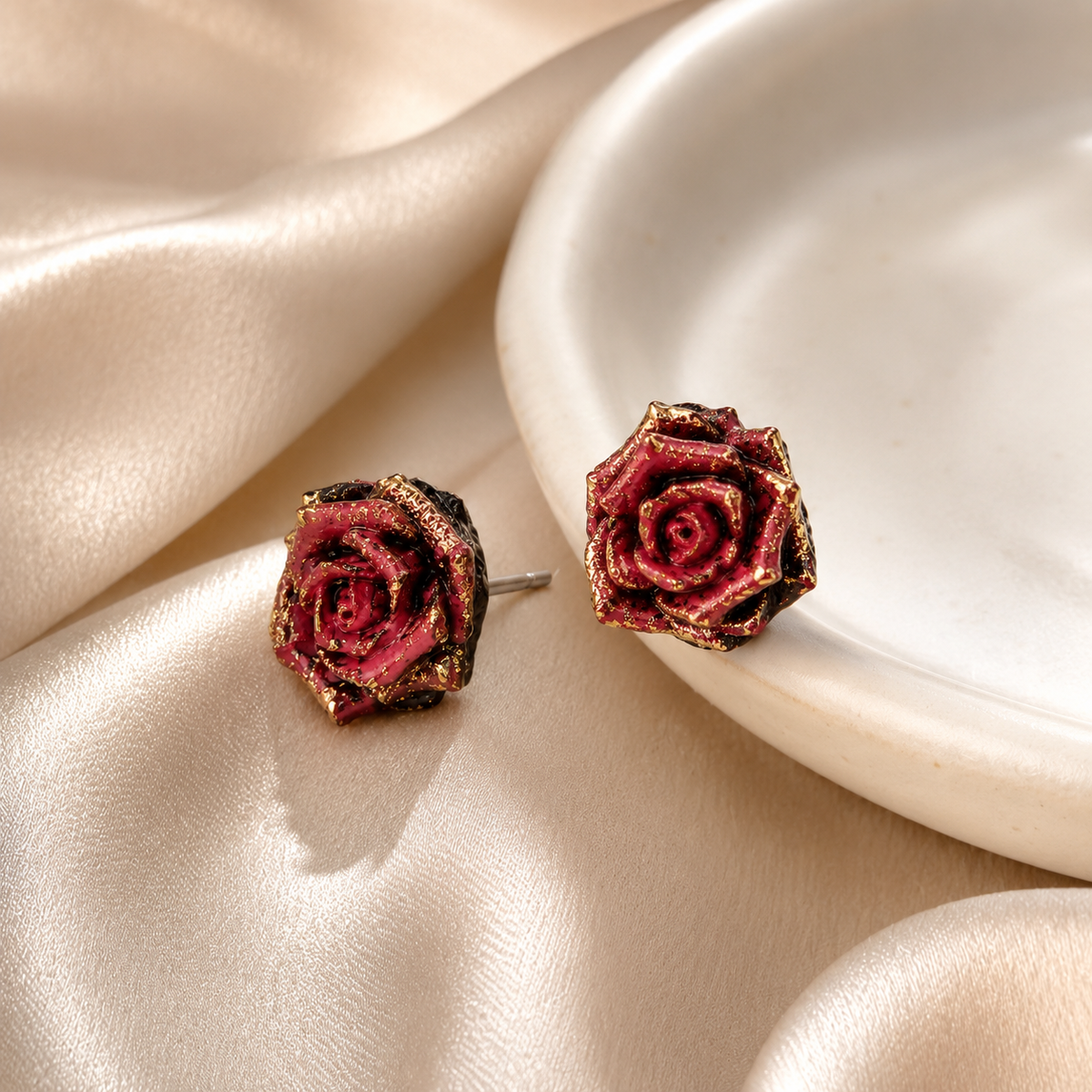 Vintage Rose Stud Earrings