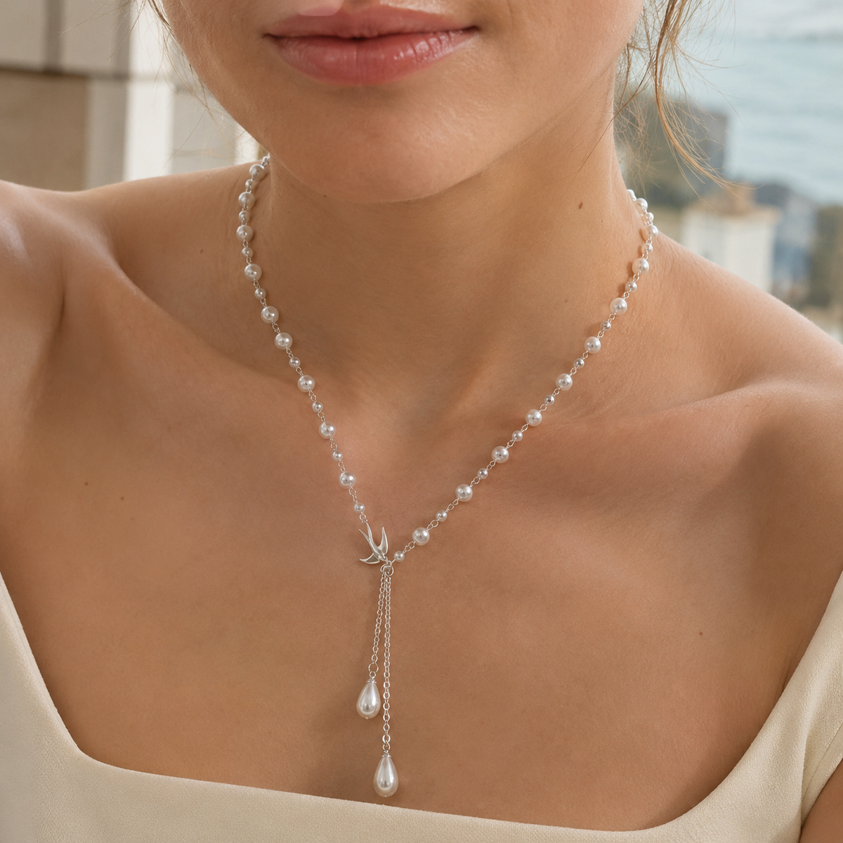 Swallow Pearl Drop Necklace
