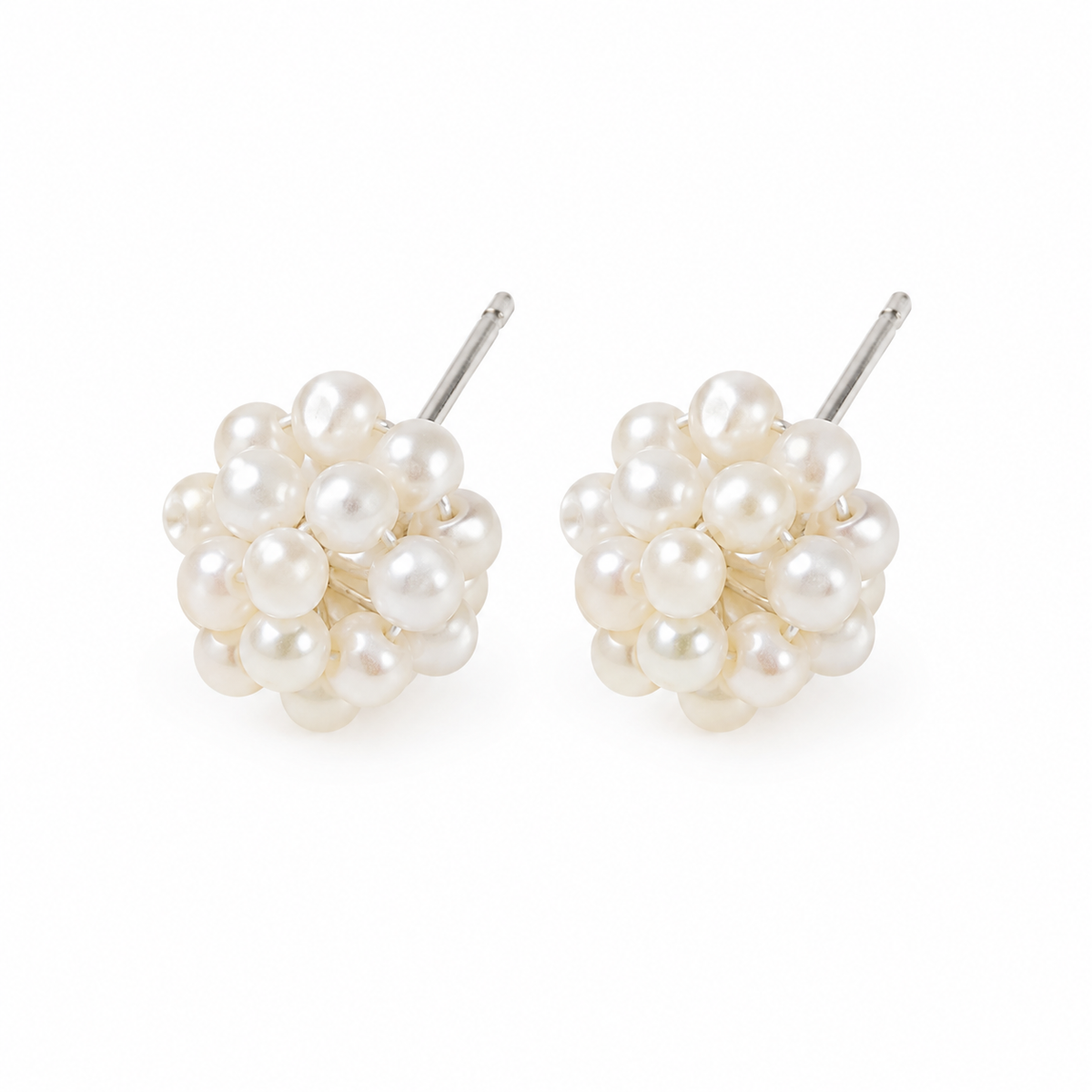 Freshwater Pearl Cluster Stud Earrings