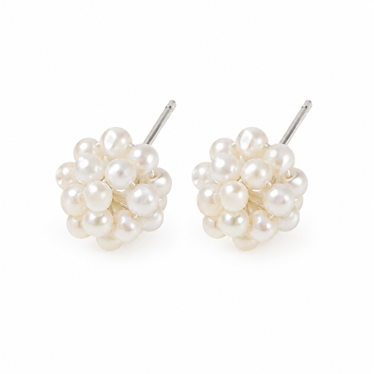Freshwater Pearl Cluster Stud Earrings
