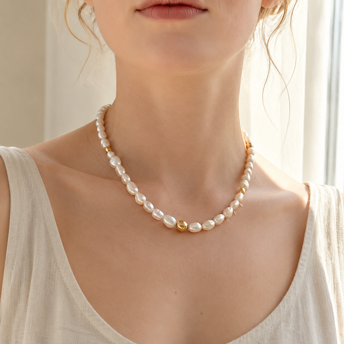 Sunlit Sea Baroque Pearl Necklace