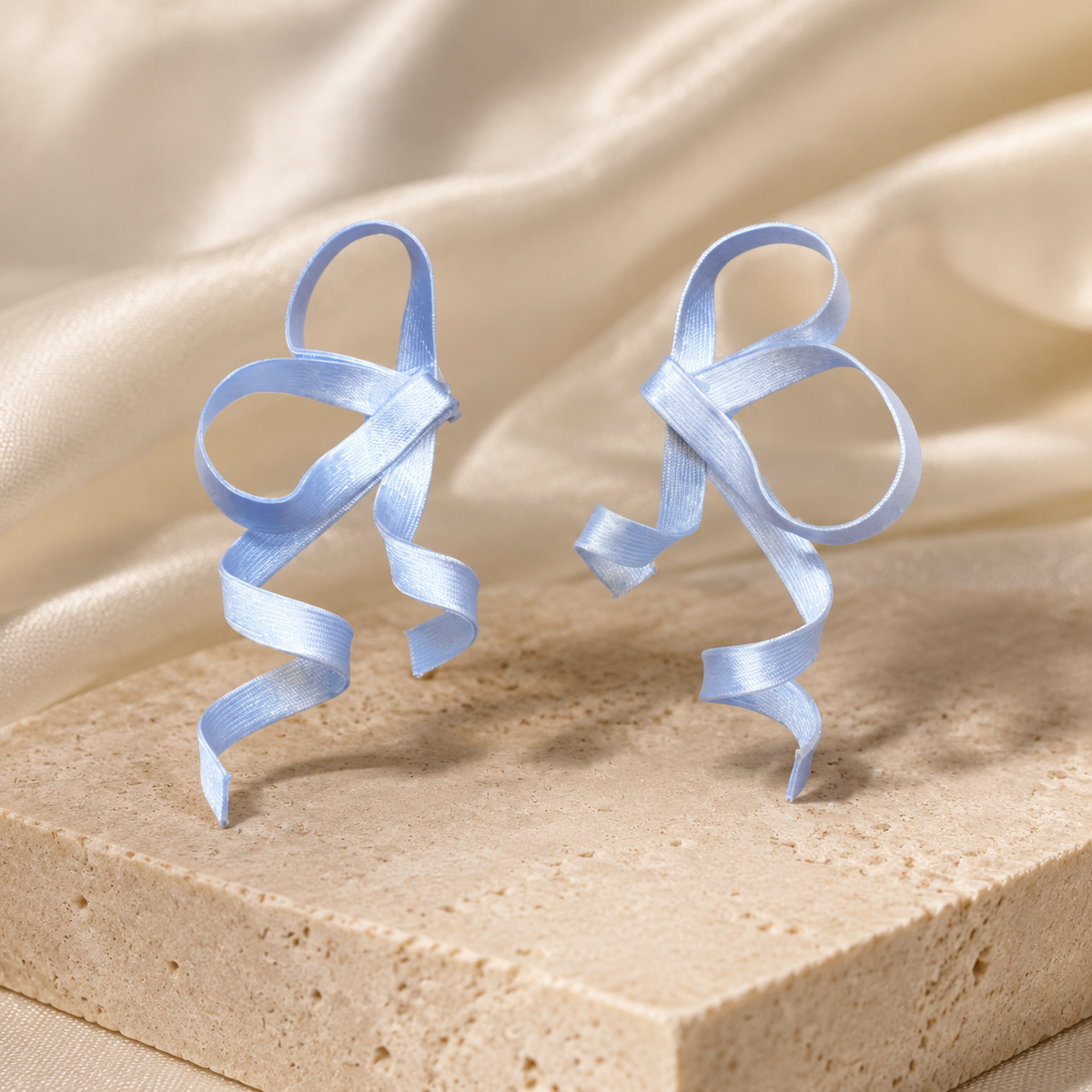 Convertible Blue Ribbon Earrings